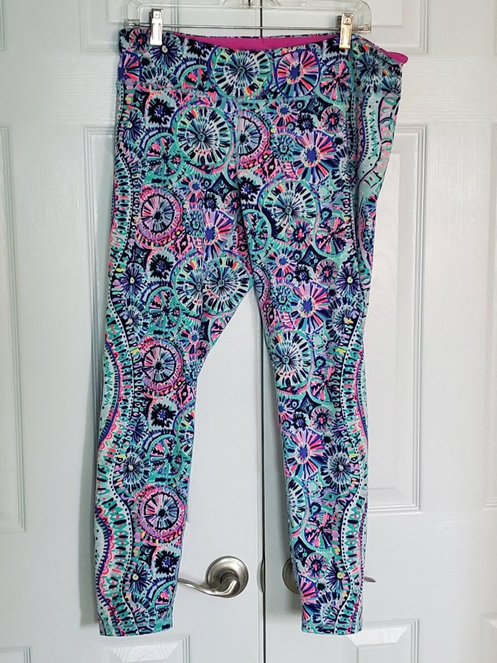 Lilly Pulitzer Luxletic Weekender Leggings Multi Swim Engineered Womens XL 27905